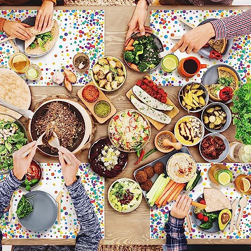 Bayson HD2023082301-DPP50-JP 50 Pieces Rainbow Disposable Paper Placemats Colorful Polka Dots Table Place Mats For Birthday Wedding Party Dinner Kitchen Decor 11"X 17 Inch thumb #6