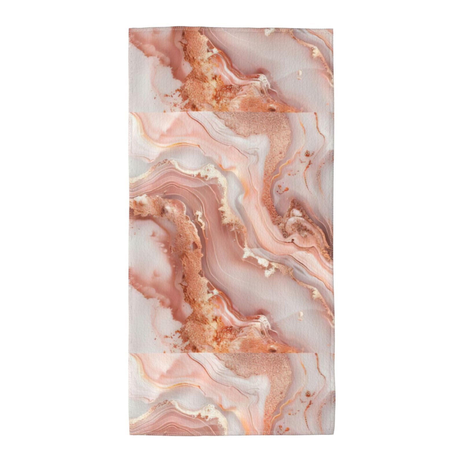Cbaaghh Rose Gold Marble Design Background Print Towel, Towels Thick Face Towels Fast Drying Washcloth For Bath, Spa, Gym