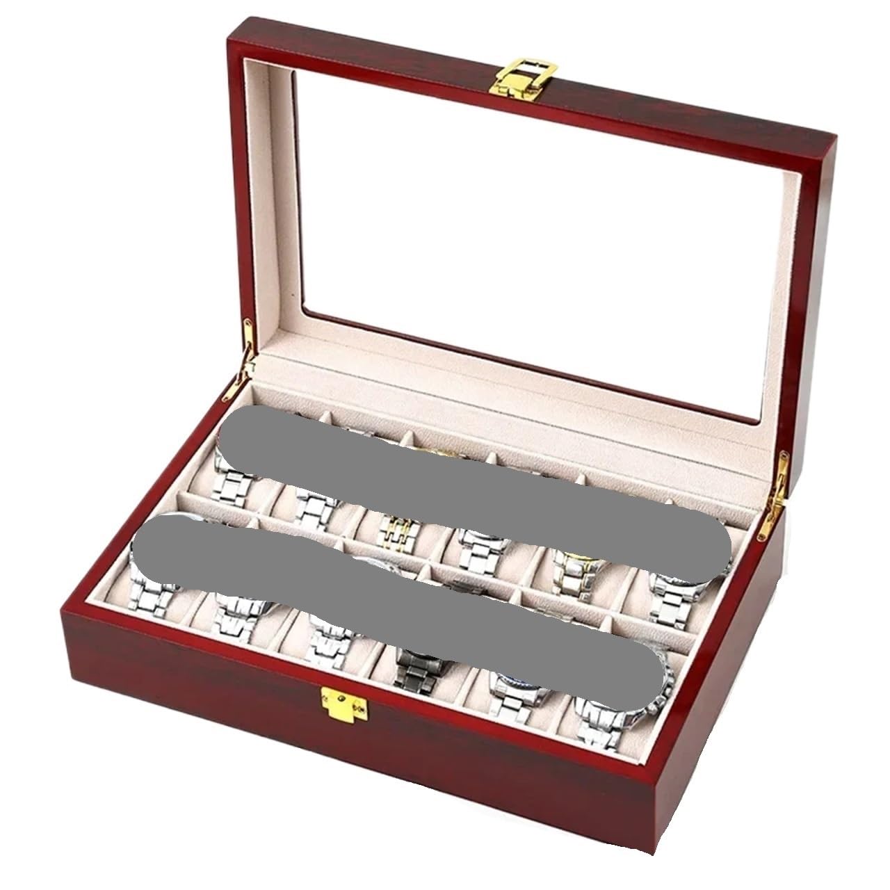Uhrenaufbewahrungsbox Holz 2/3/5/6/10/12 Grids Uhrenbox Uhr Veranstalter Halter Boxen for Männer Frauen Uhren Schmuck Display Geschenk Box FüR Uhrenaufbewahrung