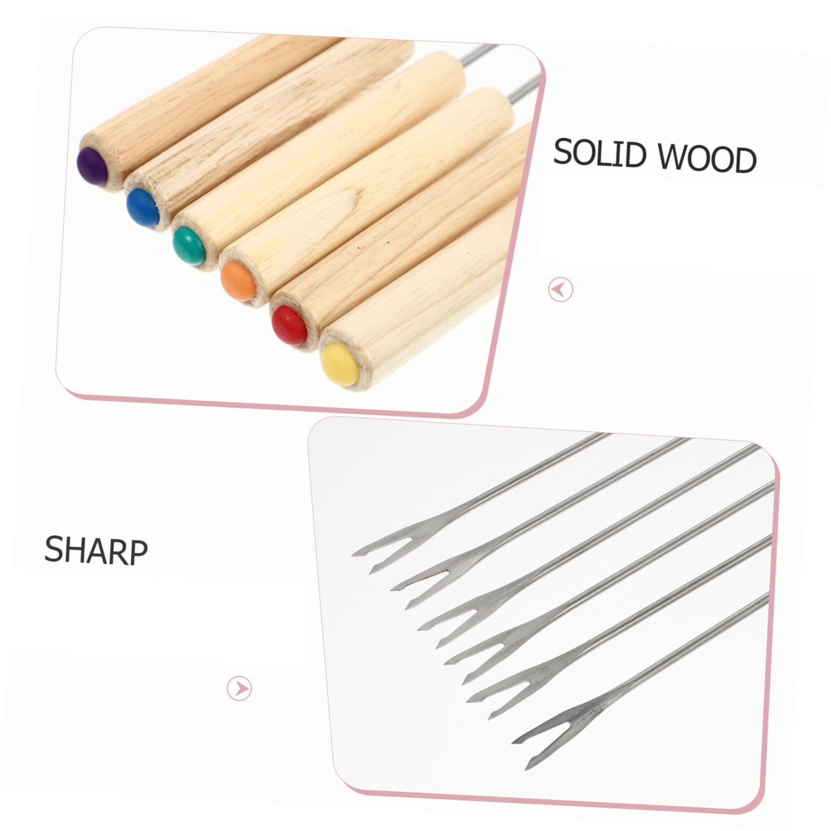 COLLBATH 2pcs Hot Pot Fork Grilling Skewer Fruit Forks Cocktail Tools Smores Skewers Bbq Forks Shish Kabob Sticks Cheese Fork Chocolate Marshmallows Fruit Food Fork Khaki Stainless Steel