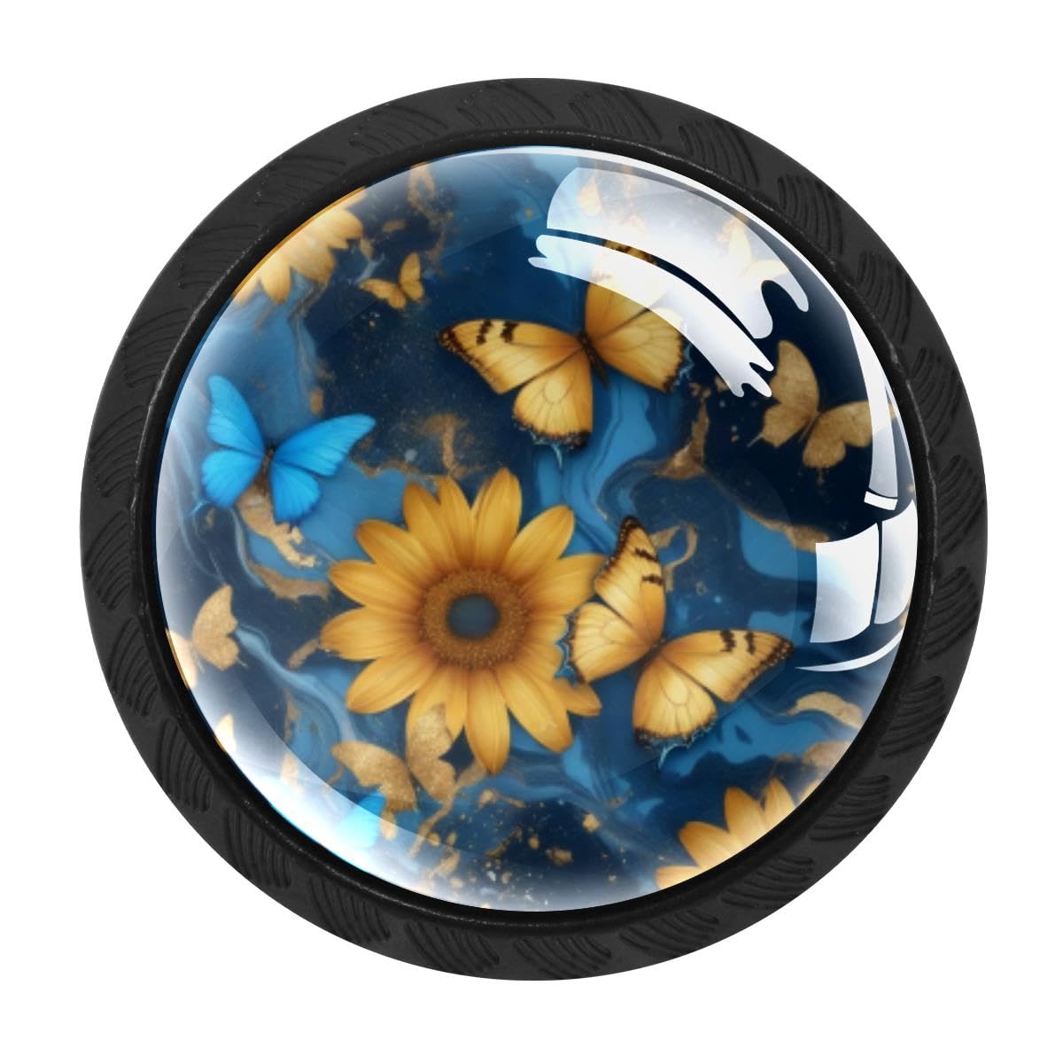 HEOEH 4 PCS Cabinet Knobs, Butterfly Marble Drawer Knobs Dresser Handles