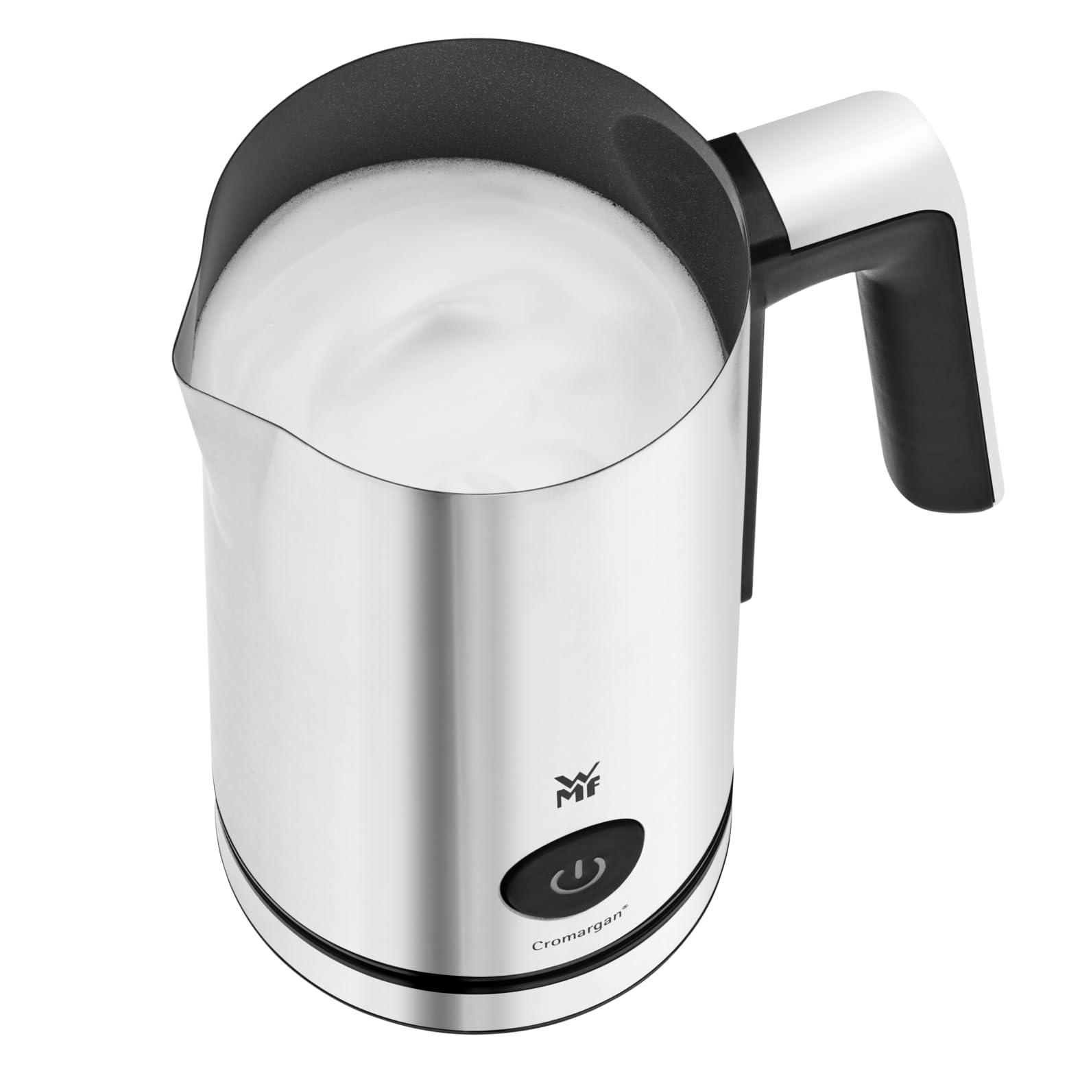 WMF Stelio Milchaufschäumer elektrisch, 500 Watt, 150-250 ml, Antihaftbeschichtung, kabellos, für Milchschaum heiss und kalt, heiße Schokolade, cromargan matt/silber