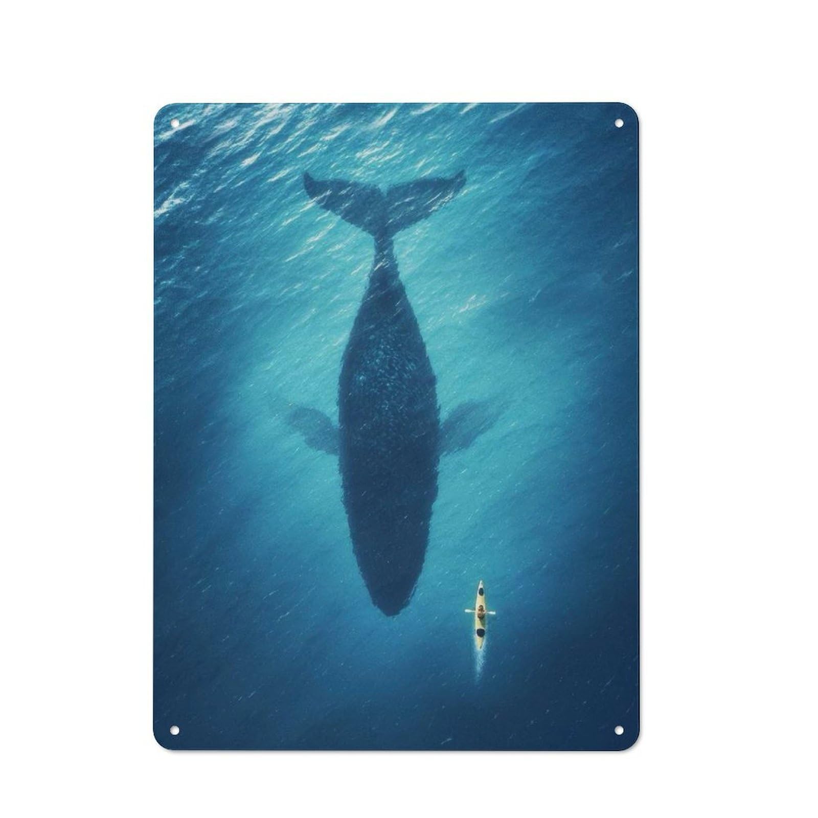 Junmoney Whale And Kayak Underwater Encounter Vintage Tin Sign 40X30cm Featuring For Bar Or Restaurant, A Decorative Christmas Gift For Bar Decor Enthusiasts