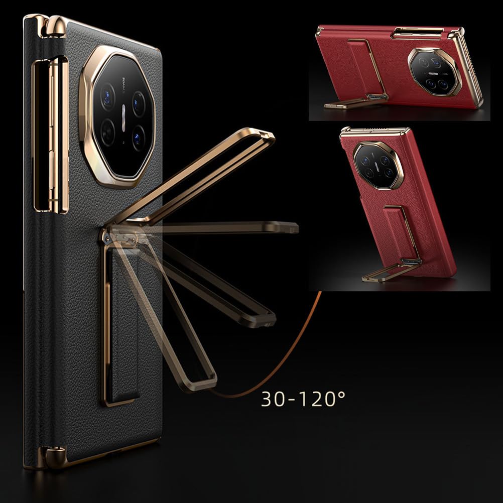 Etui z prawdziwej skóry do Huawei Mate XTs, lekkie luksusowe półpowlekane zamek błyskawiczny powłoka z niewidocznym uchwytem odpornym na wstrząsy, czerwony, XTS
