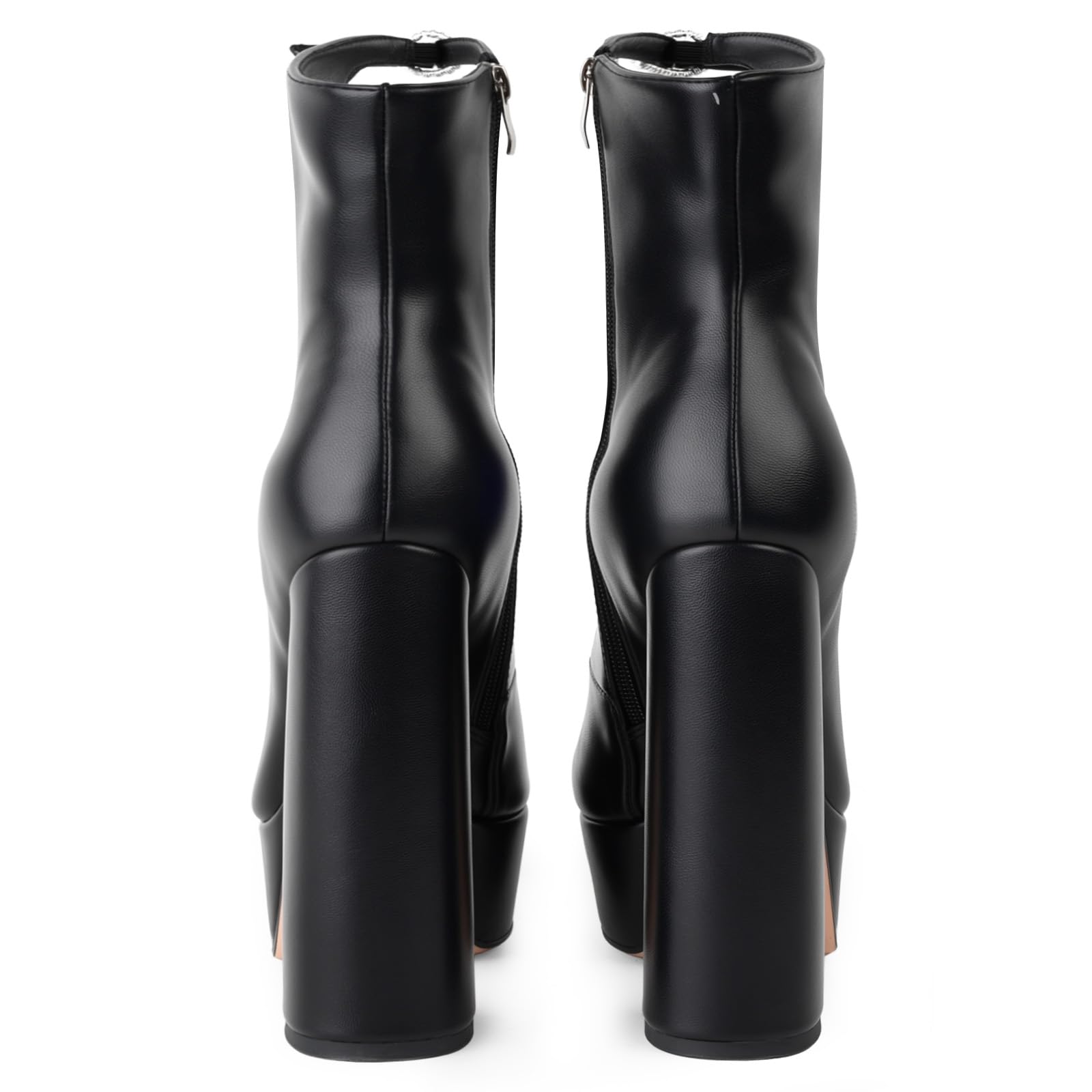 FancyQueen Platform Boots for Women, Chunky Platform Heels Goth Boots, Side Zipper Block Heels: 7 Black Pu