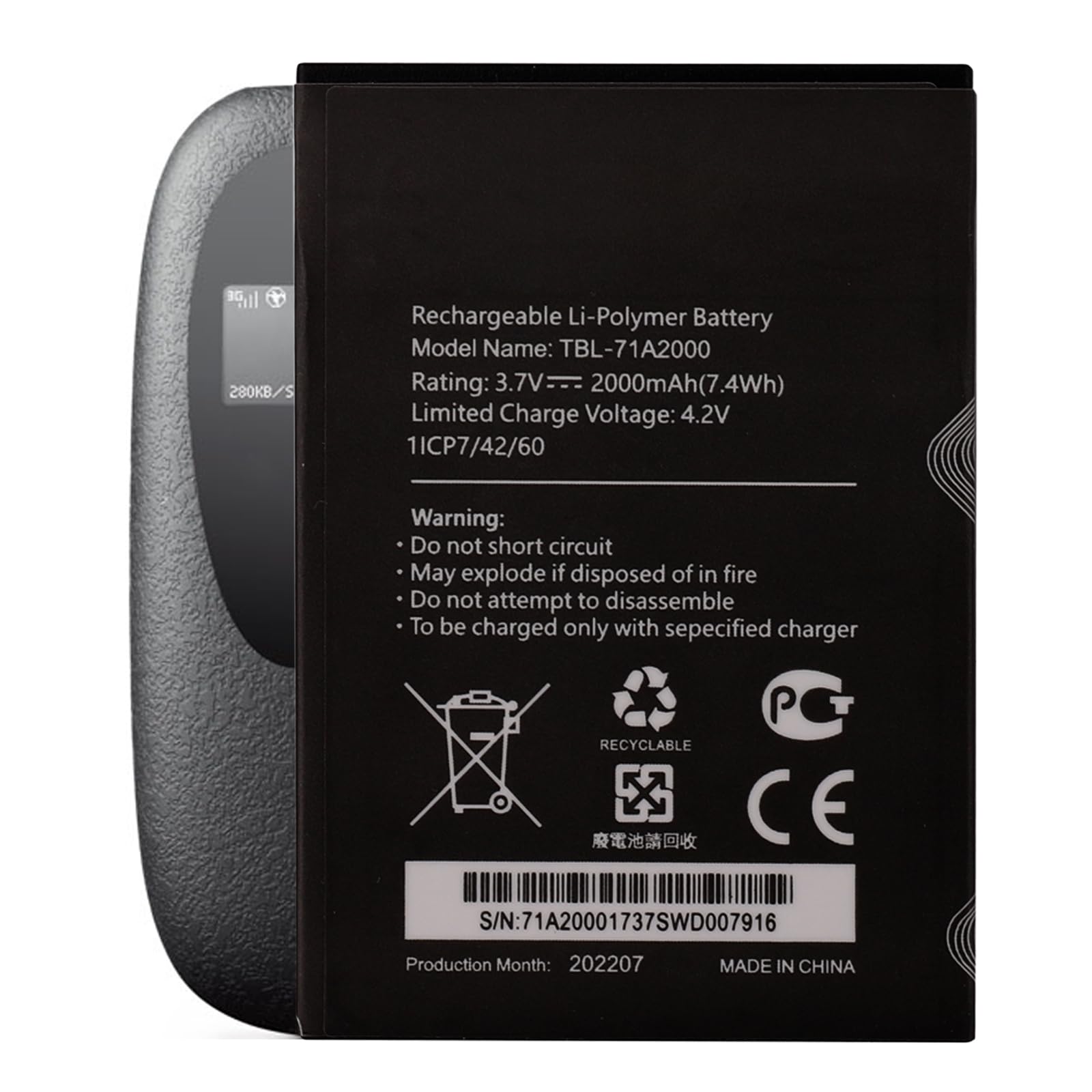 Batteria compatibile con T-PLink M5250 ver 1.0, M5350, M7200, M7200 ver 1.0, M7300, M7350 Ver 5, M7350 Ver 5.1, TL-TR761, TL-TR761, R861 WLAN Router Mobile Hotspot. (Sostituzione per TBL
