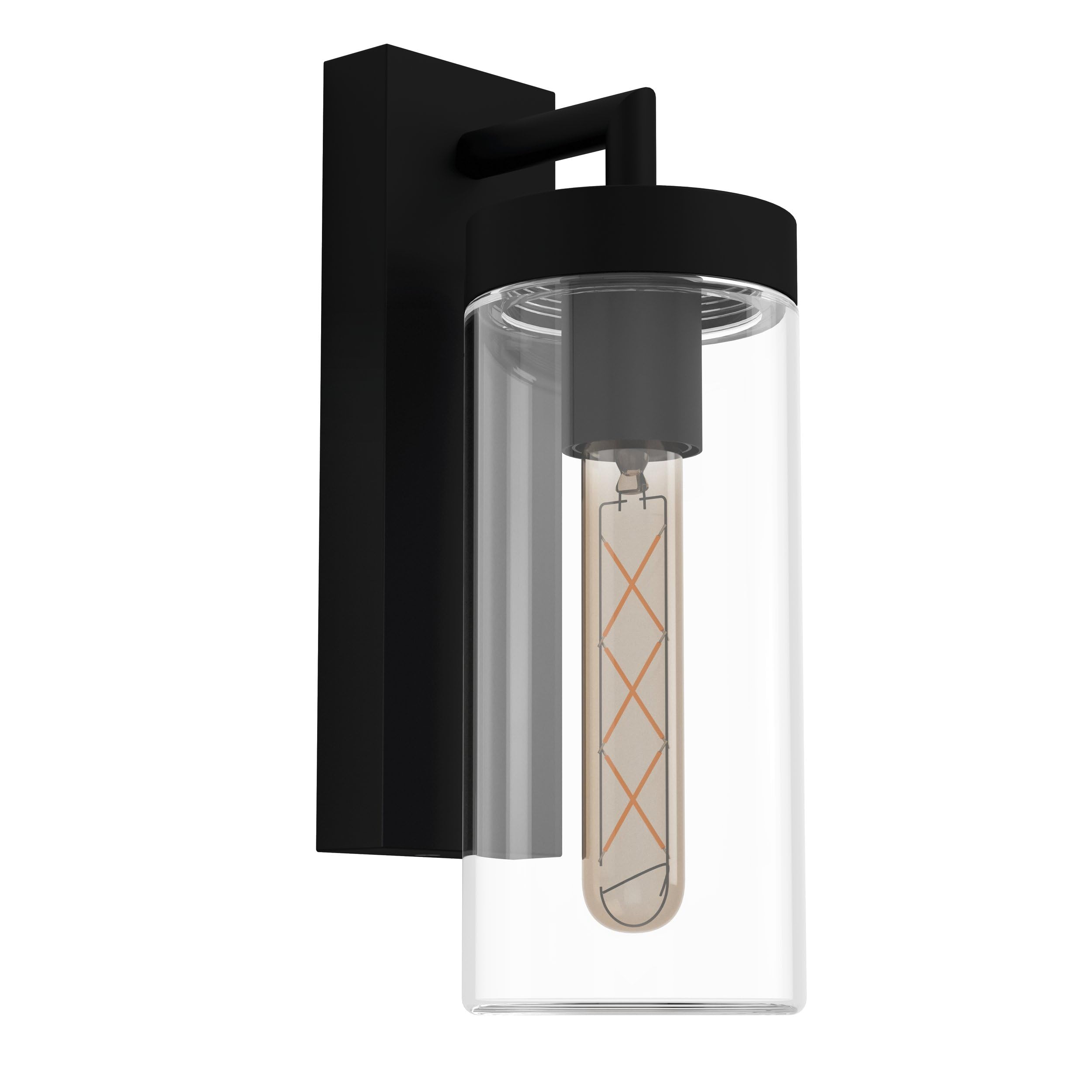 EGLO Außen-Wandlampe Bovolone, 1 flammige Außenleuchte, Wandleuchte aus Stahl, Farbe: Schwarz, Glas: klar, Fassung: E27, IP44