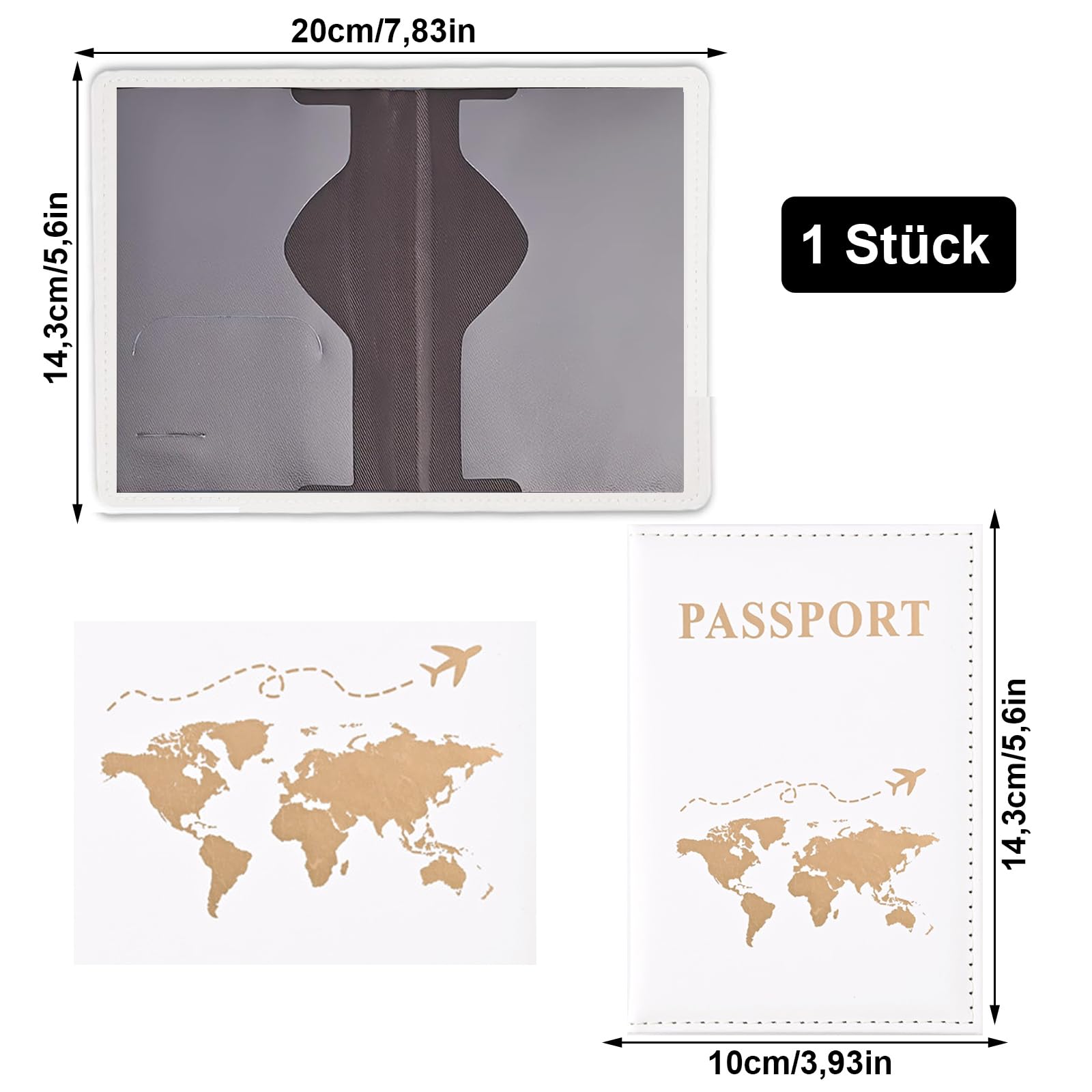 Étui pour passeport, organiseur carte et identité, support passeport et carte de crédit, noir