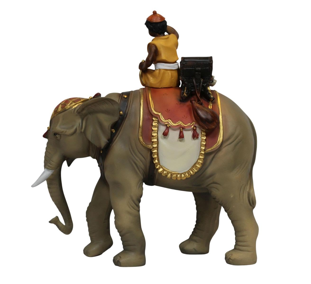 ZICOM Krippenfigur Miniaturfigur Miniatur Elefant mit Mohr Höhe 18,2cm handbemalt Polyresin, Modellbau Puppenhaus Miniaturlandschaft