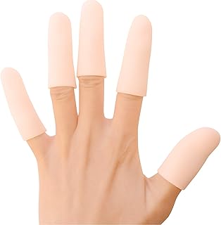 12 Pack Gel Finger Caps, Silicone Finger Protectors Sleeves - Covers to Protect Fingertips and Provide Pain Relief from Finger Cracking, Hand Eczema (Finger Cots)