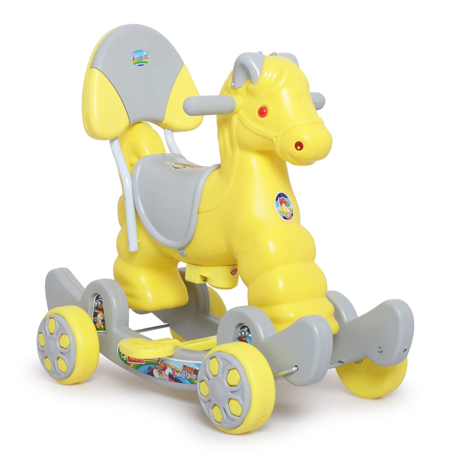 eHomeKart Rocking Horse Ride On for Kids - Murphy Super 2-in-1 Horse Rocker Cum Ride On Toy with Backrest - Ideal Age - 1 Year to 3 Years, Weight Supported - Upto 25 KG- Green (Yellow) 3