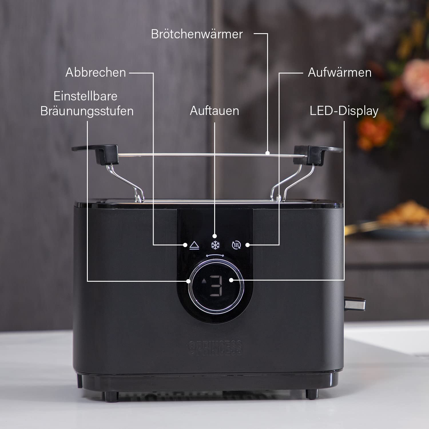 Princess Toaster Aus Edelstahl - 6 Bräunungsstufen Mit Auftaufunktion & Brötchenaufsatz