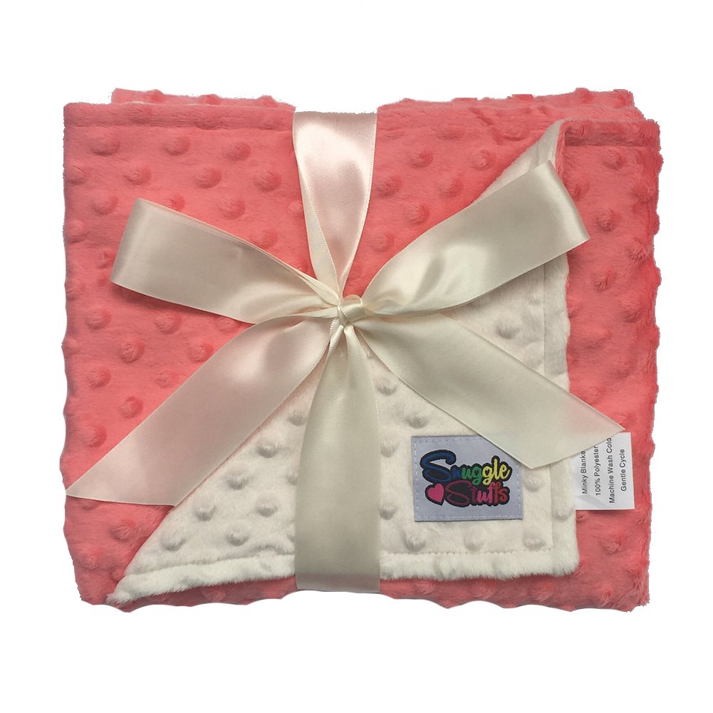 Snuggle StuffsReversible Baby Blanket Minky Dot (Coral/Cream)
