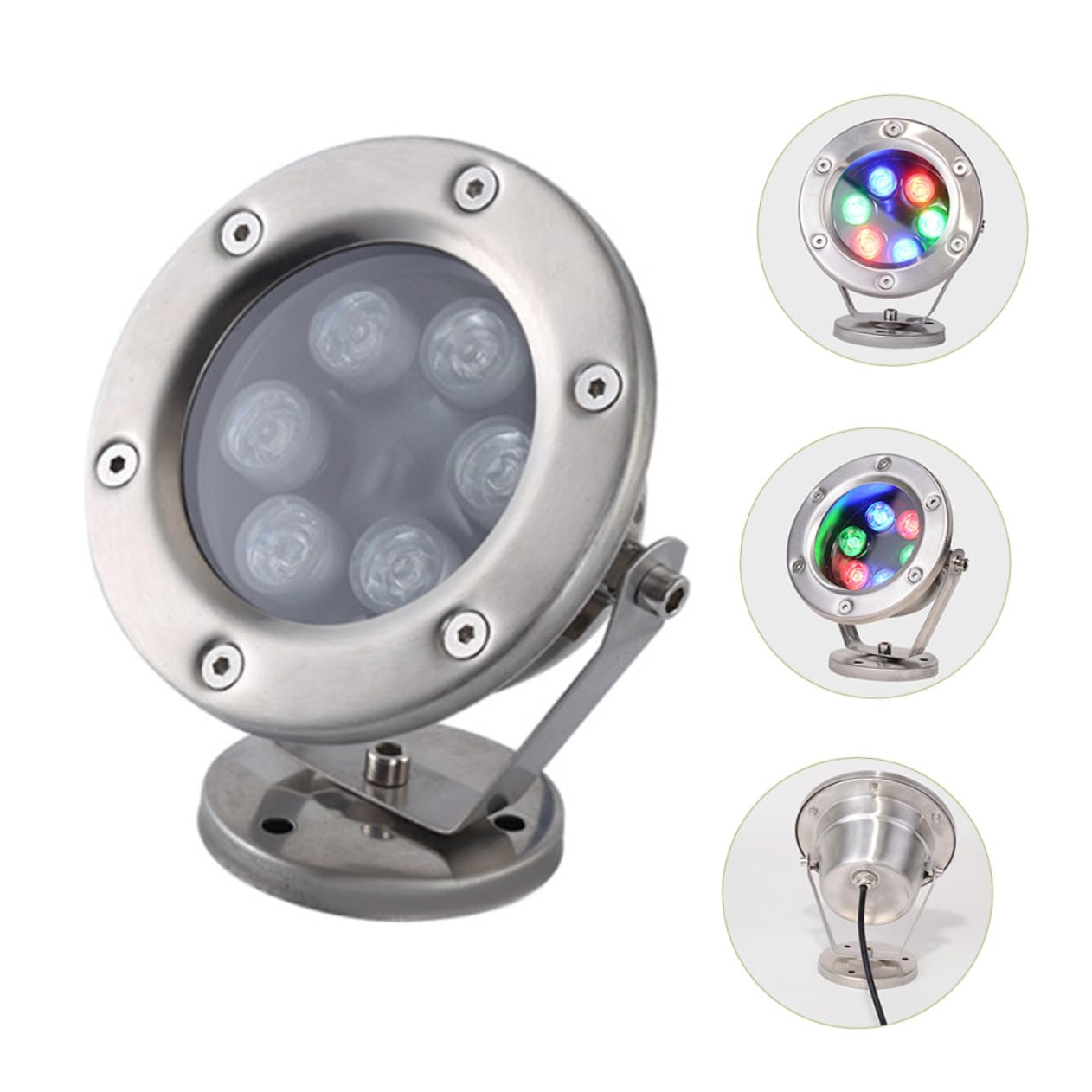 Edelstahl LED Unterwasserleuchte Ip68 Silber für Garten und Fischbecken | Einfache Struktur, Leicht zu Installieren, Wasserlicht für Teich und Brunnen