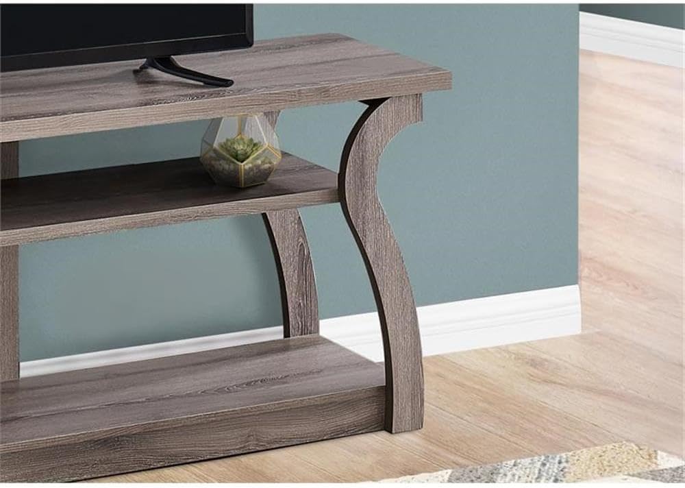 Dark Taupe 60-Inch Contemporary Media Console with Shelves