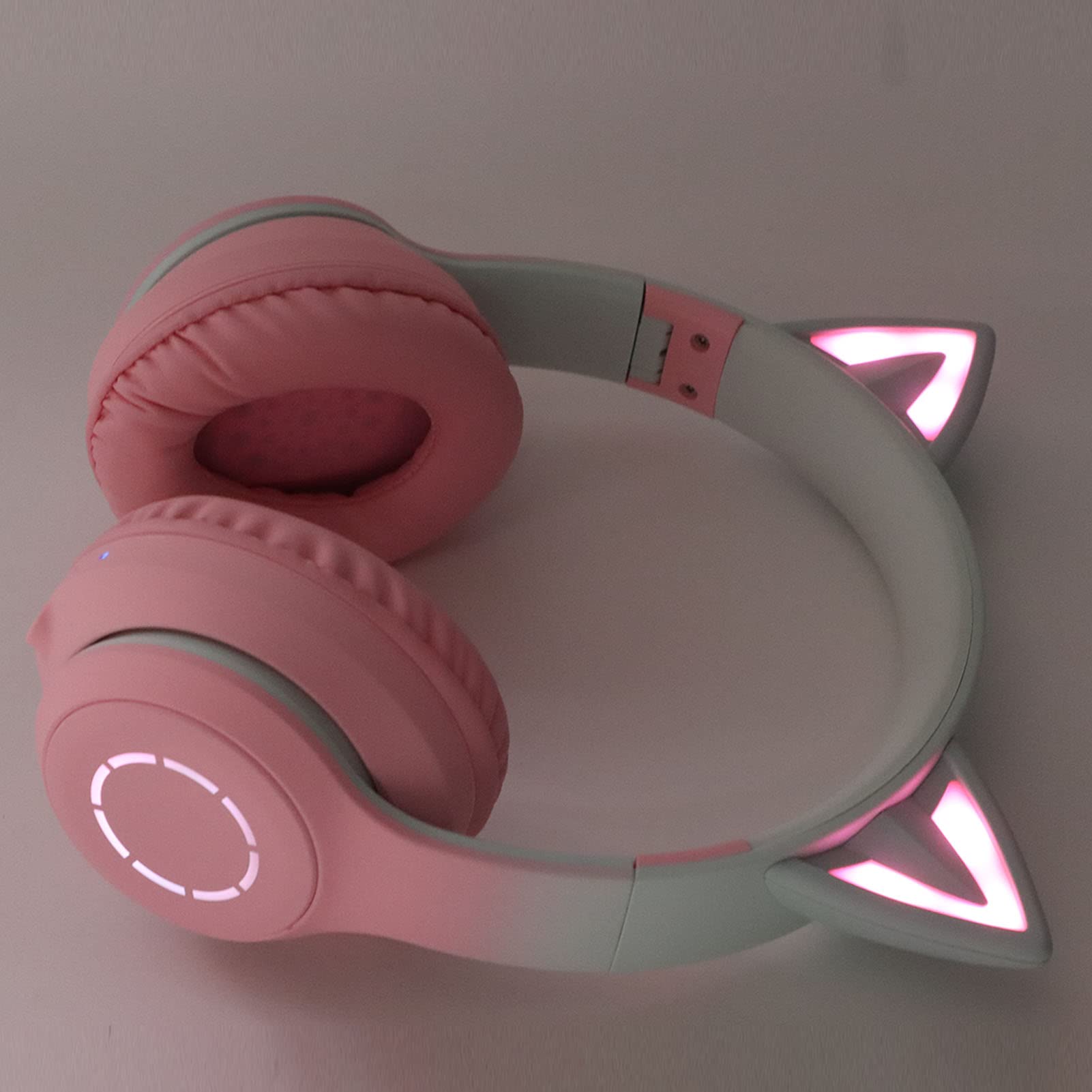 Casque de Jeu, Casque Oreille de Chat, Casque de Musique Pliable avec Lumière LED pour Chat, avec Lumière LED pour PC, Ordinateur Portable, Mac, Smartphone (Rose)