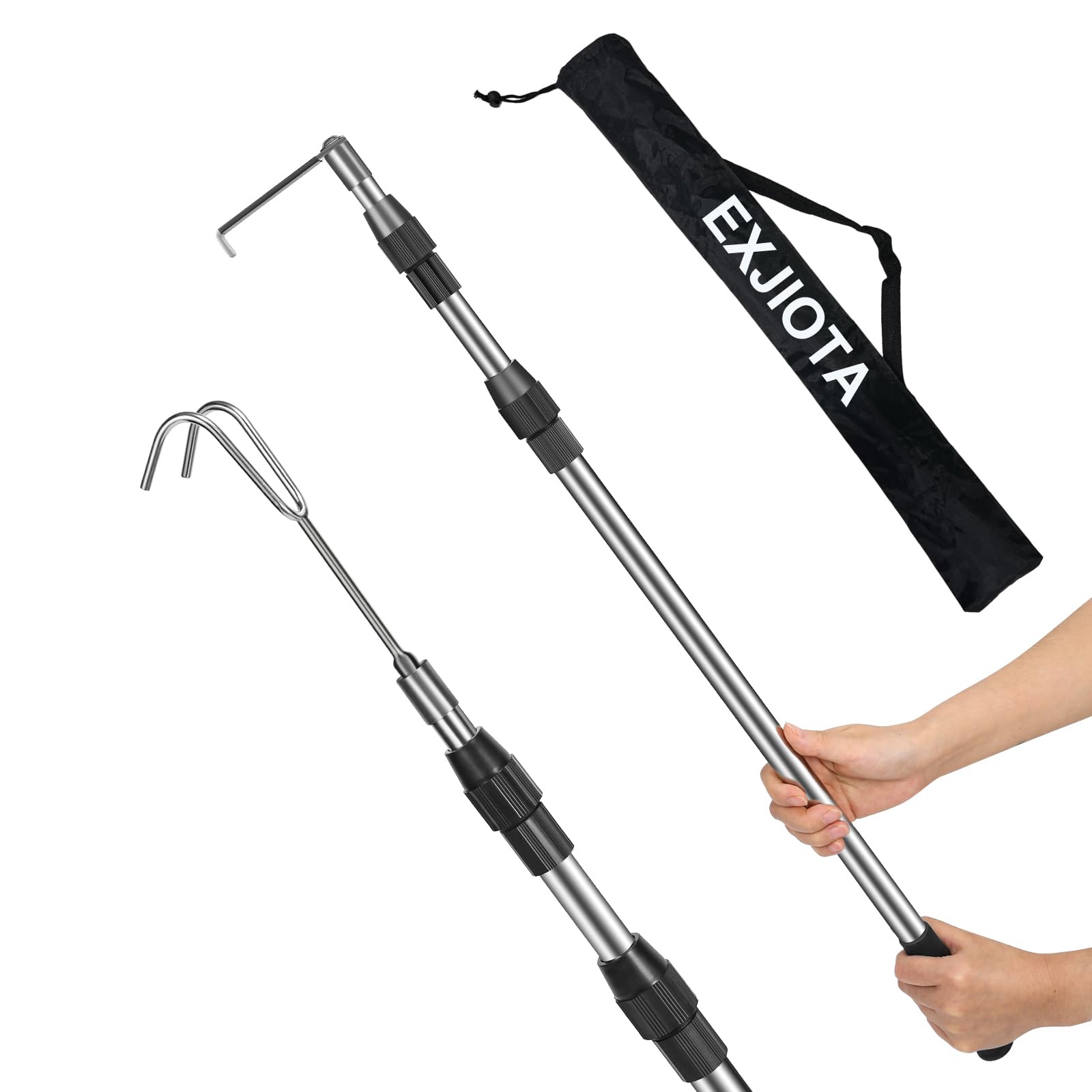 Truck Cargo Grabber, 6FT Truck Cargo Retriever Telescoping Pole with Two Hooks, Truck Grabber Reach Tool for Pickup Truck Bed Grabber Heavy Duty Truck Accessories