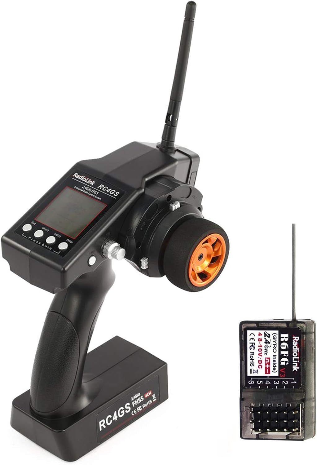RUIZHI RC4GS 2.4G 4 Channels RC Transmitter with R6FG Gyro Receiver