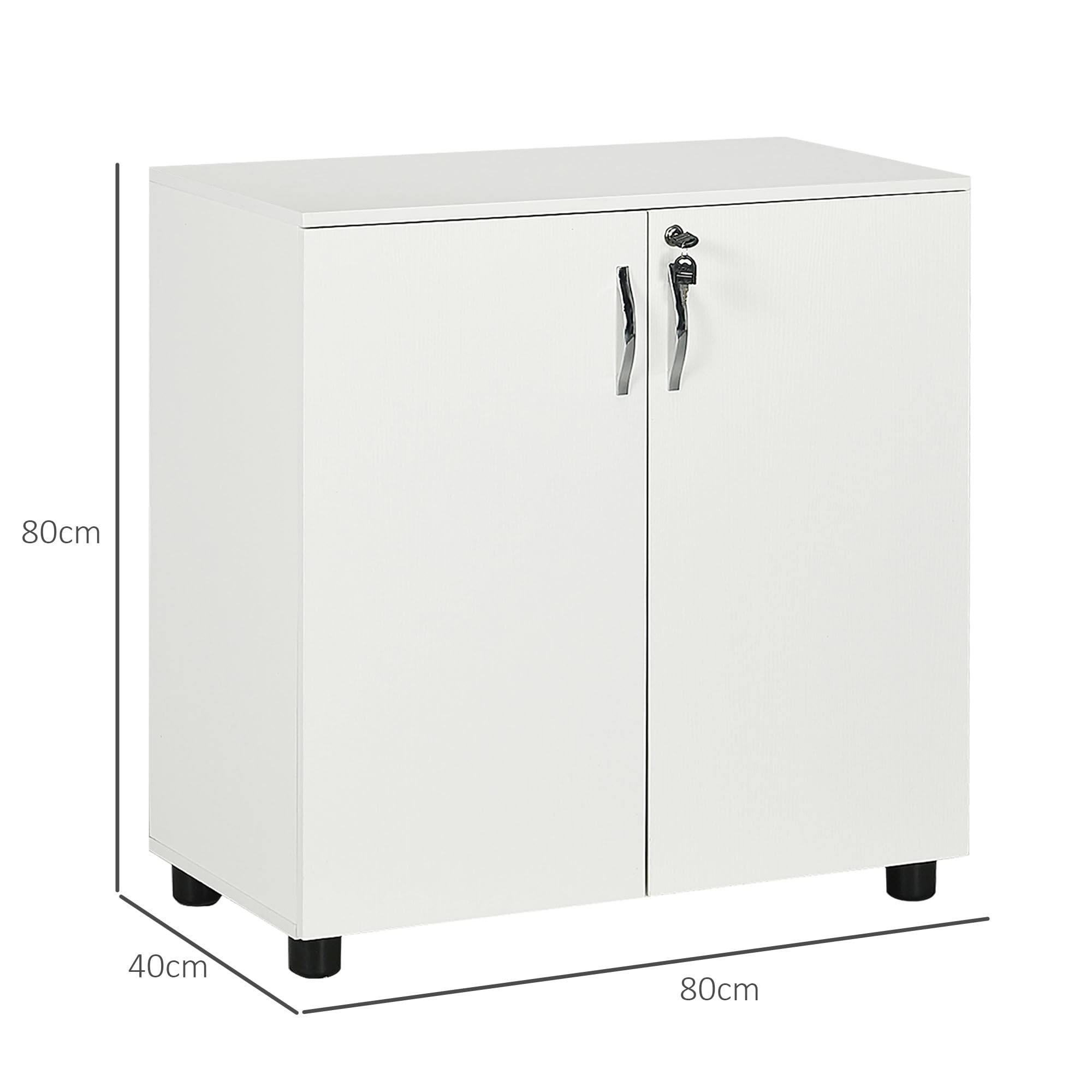 Vinsetto Armoire de Bureau à 2 Niveaux, Meuble de Rangement Bureau avec 2 Portes, serrures et clés, Armoire à dossiers pour Domicile, Garage, 80 x 40 x 80 cm, Blanc