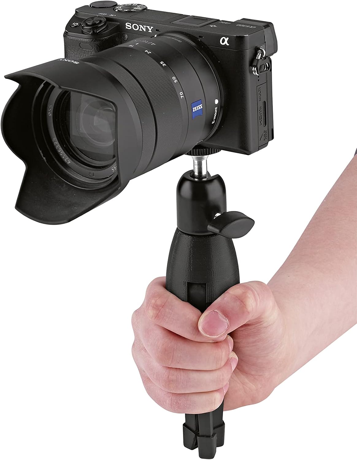 K&M König & Meyer 19783.100.55 Desktop Camera Stand | Stable and Foldable Camera Tripod and Webcam Stand to Mount Equipment up to 2.204 lbs | 1/4” Connection Thread and Adjustable Tilt-Angle | Black