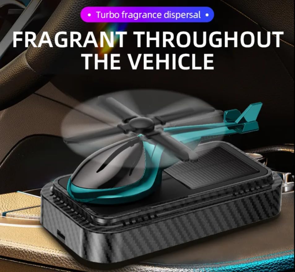 Image of YOURKARTS.COM Solar Helicopter Shape Car Perfume (Green) - Propeller Powered Dashboard Diffuser with Aromatherapy Plant-Based Scent car accessories 2025