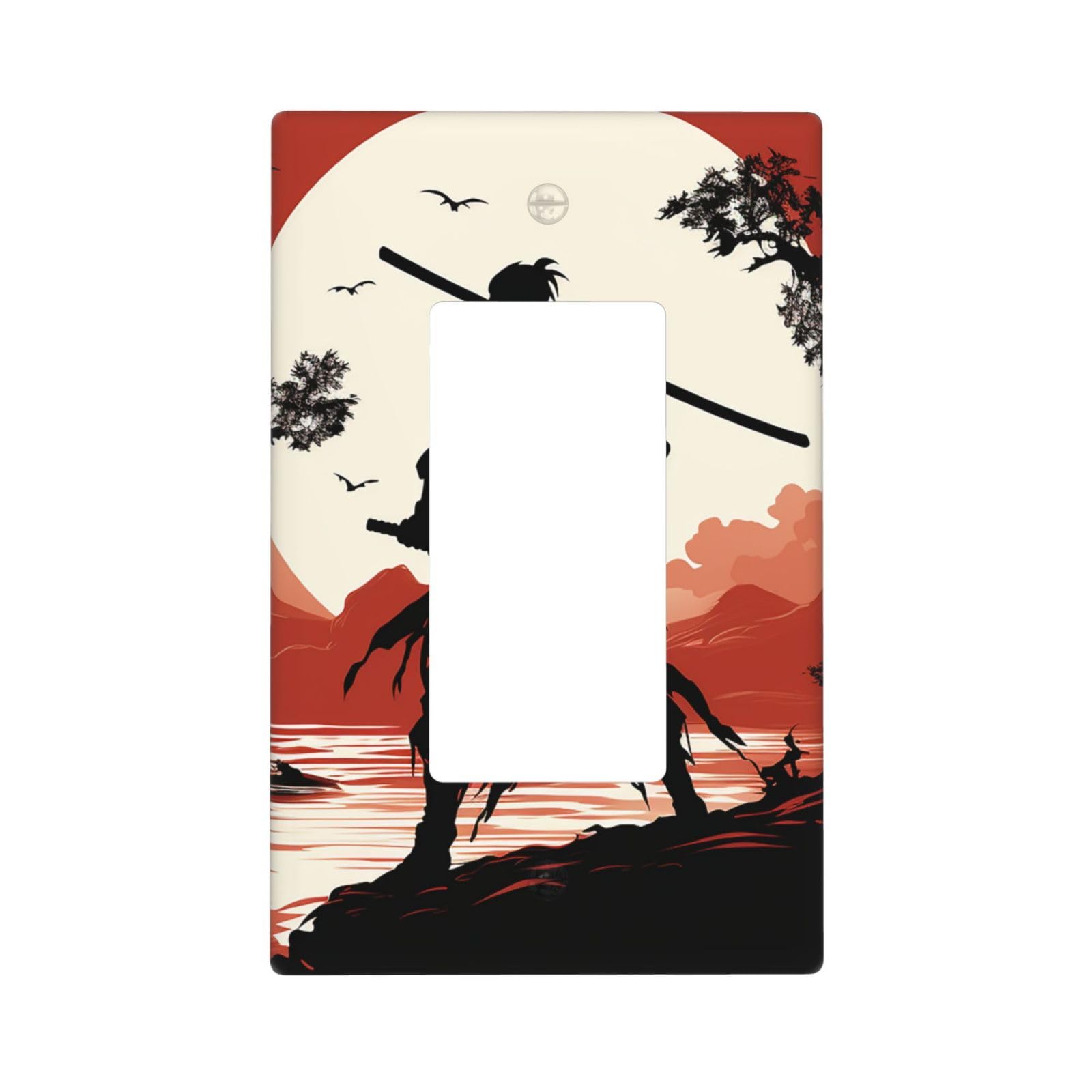 Decorator Wall Plate 1 Gang Light Switch Covers Decorator Receptacle Outlet Covers Samurai Wall Plates for Electrical Outlets Plug Cover Single Rocker Switch Plates