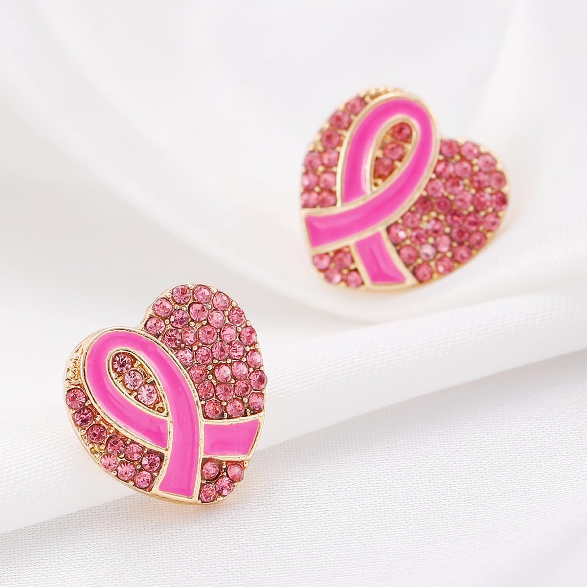 Breast Cancer Awareness Stud Earrings For Women, Pink Ribbon Heart Earring Breast Cancer Survivor Gift Support Christmas Thanksgiving Holiday Jewelry - Image 4