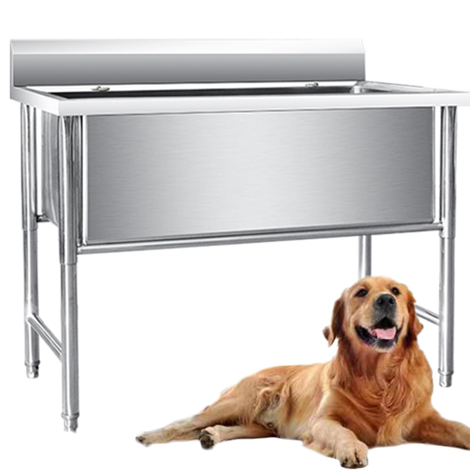 Acciaio Inossidabile Stazione Di Lavaggio Per Cani, 100 Cm Vasca Professionale Per Cani, Casa Metallo Gatto Vasca Per Toelettatura Per Animali Di Taglia Grande, Media E Piccola(80X60X90CM(35CM))
