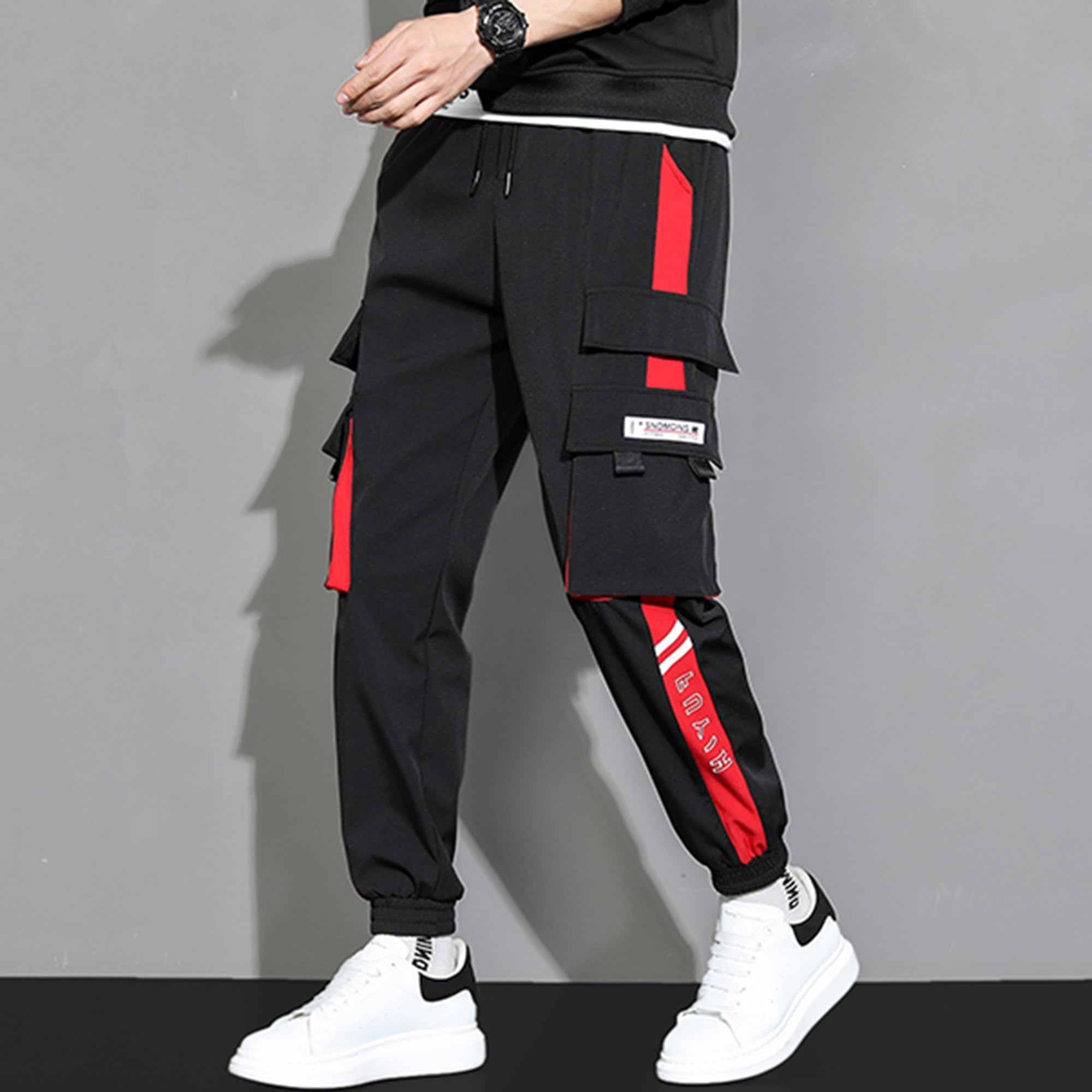 XYXIONGMAO Pantaloni sportivi casual da uomo Streetwear Pantaloni sportivi larghi Casual Techwear Hip Hop Pantaloni della tuta neri Pantaloni cargo da uomo