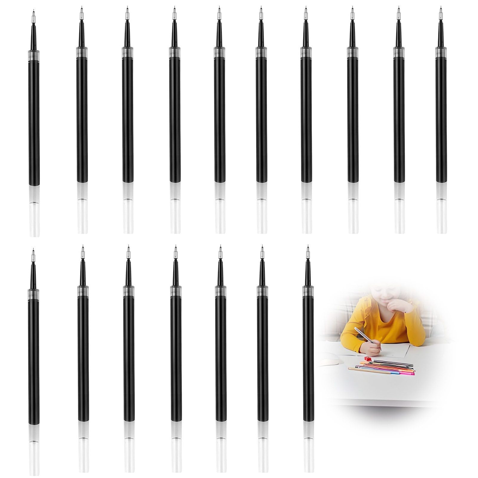 Ricariche inchiostro gel nero 0,5 mm spessore 11 cm compatibili penne a sfera a pressione