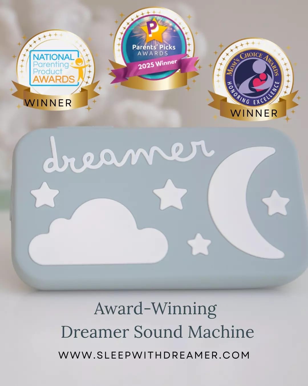 Dreamer Sound Machine - Tragbare Einschlafhilfe mit schlaffördernden Frequenzen, Baby-Nachtlicht & benutzerdefinierten Soundscapes für Babys & Kinder - Salbei