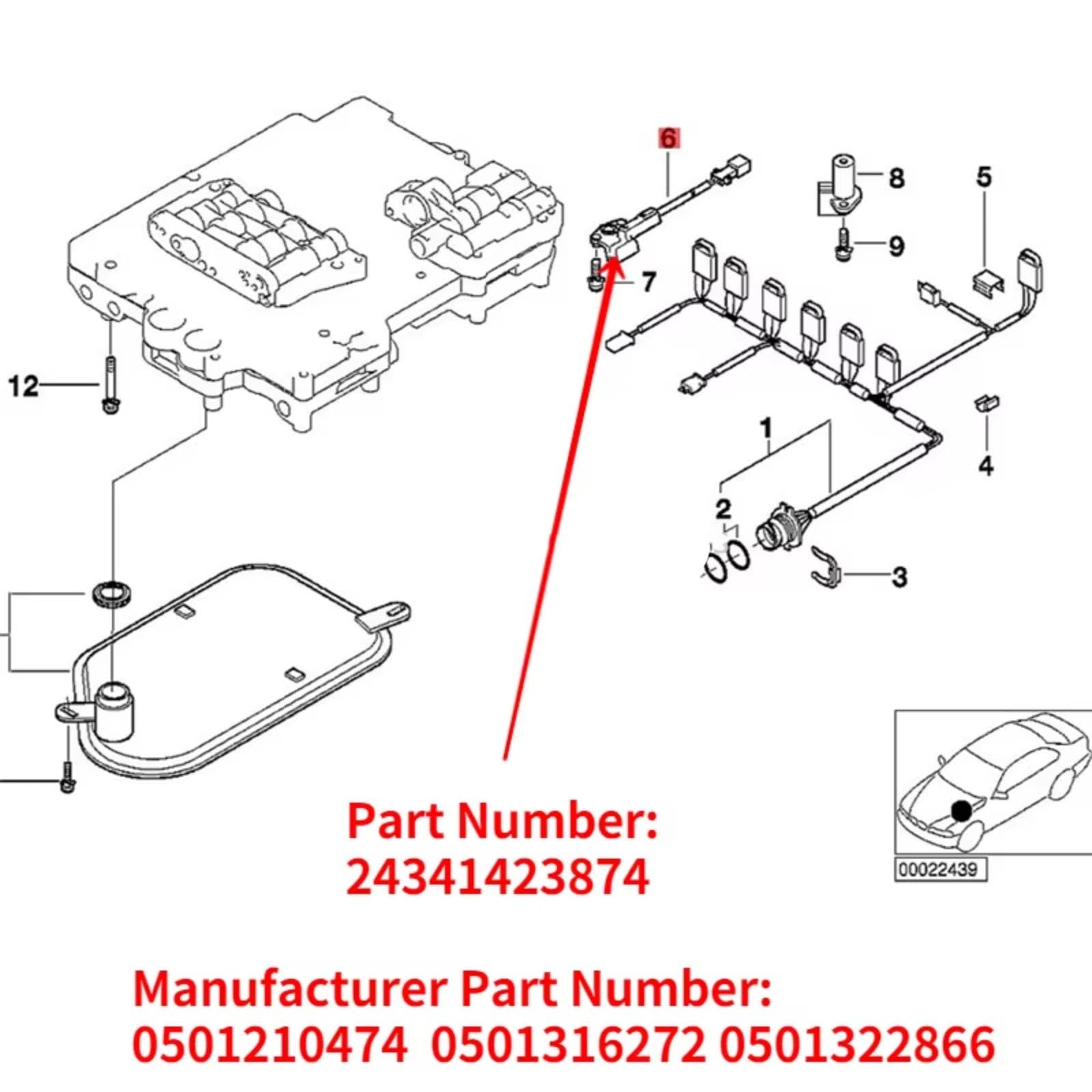 Cable del sensor ABS Compatible Con Accesorios Arnés Cableado Conector Sensor Velocidad Rueda Entrada Salida Automática 0501322866 24341423874 0501210474