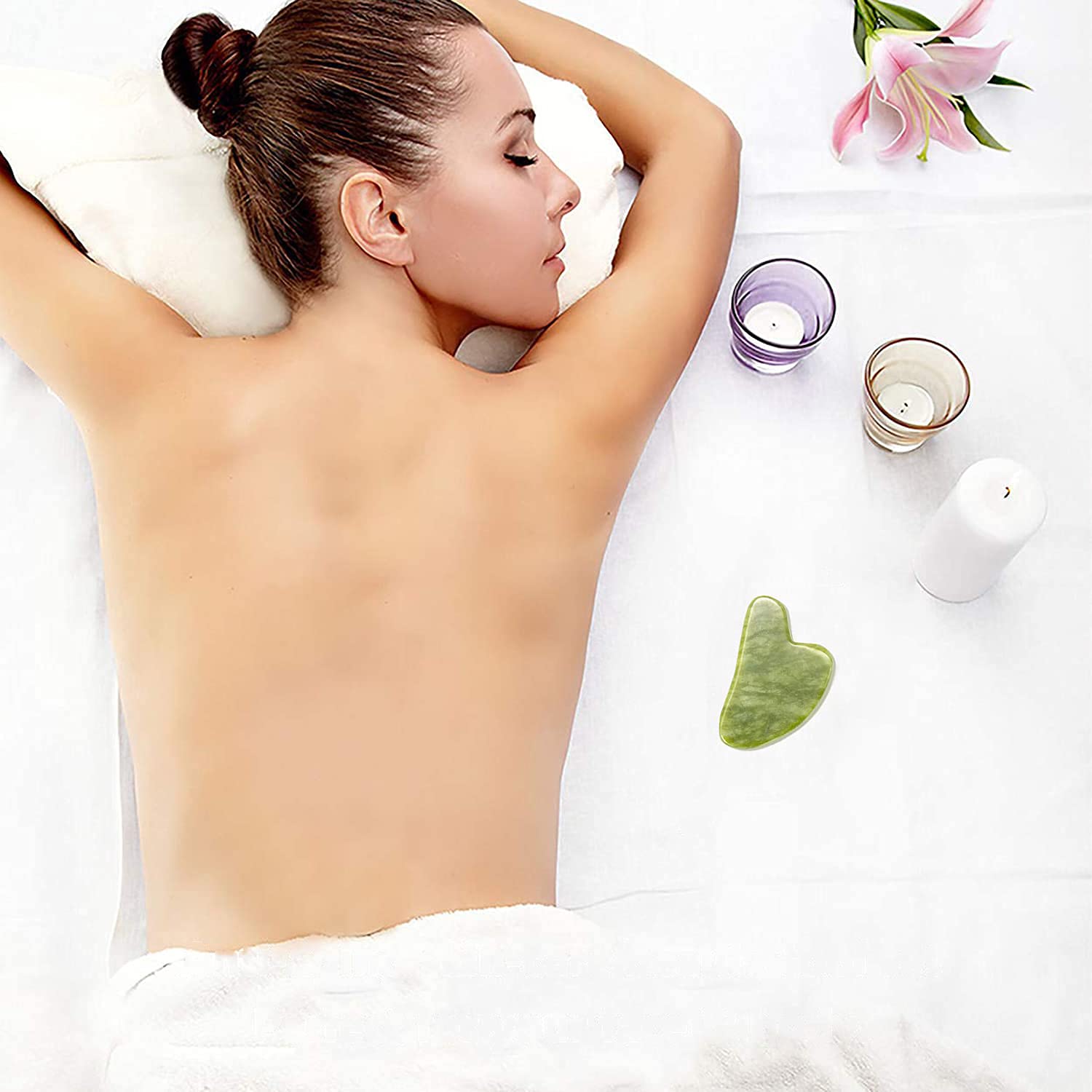 Generic Gua sha Naturel pierre Jade pour ssage et Grattage Facial