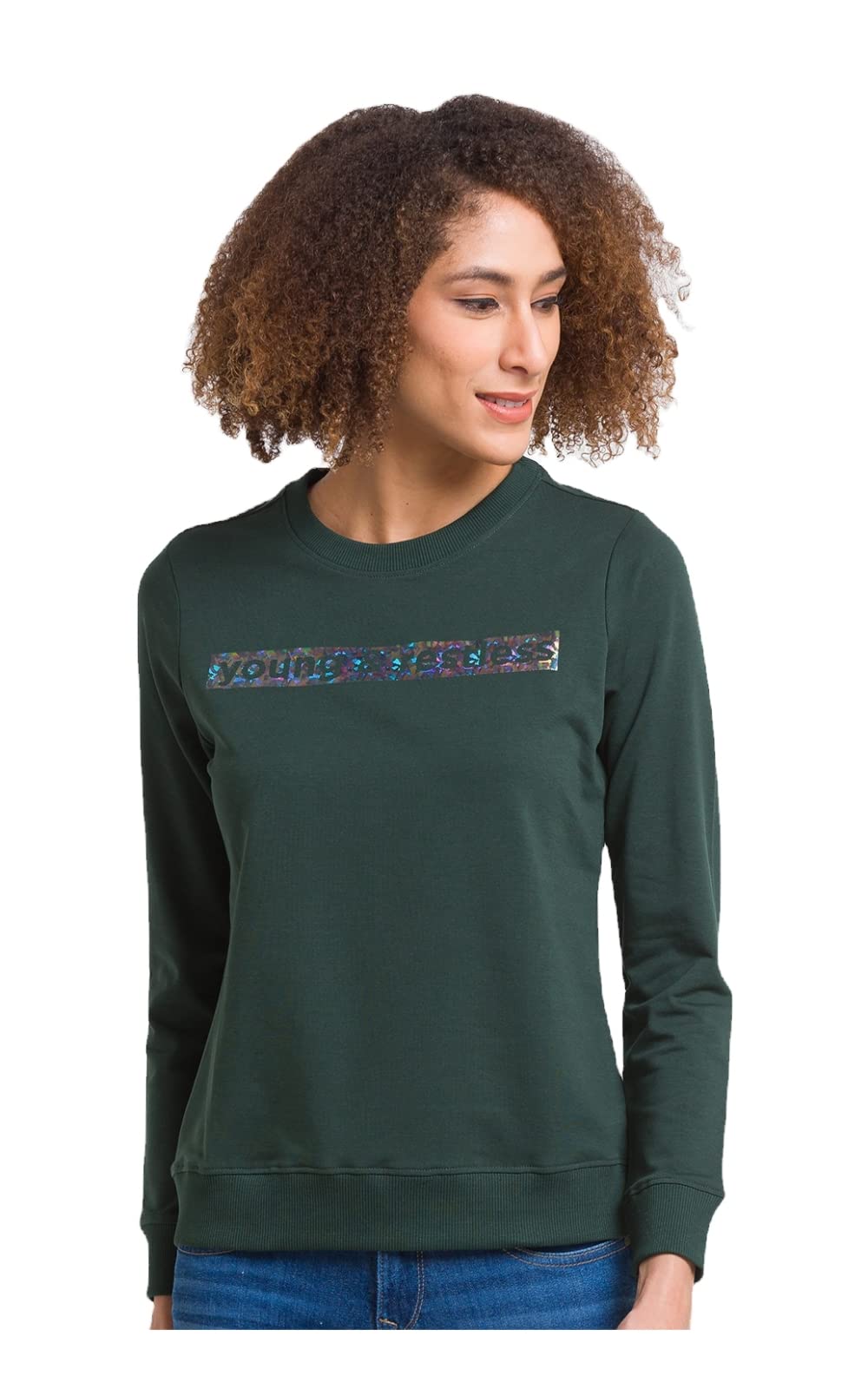 spykar Women's Cotton Blend Round Neck Sweatshirt (WSS02BBLW026)-picture-37