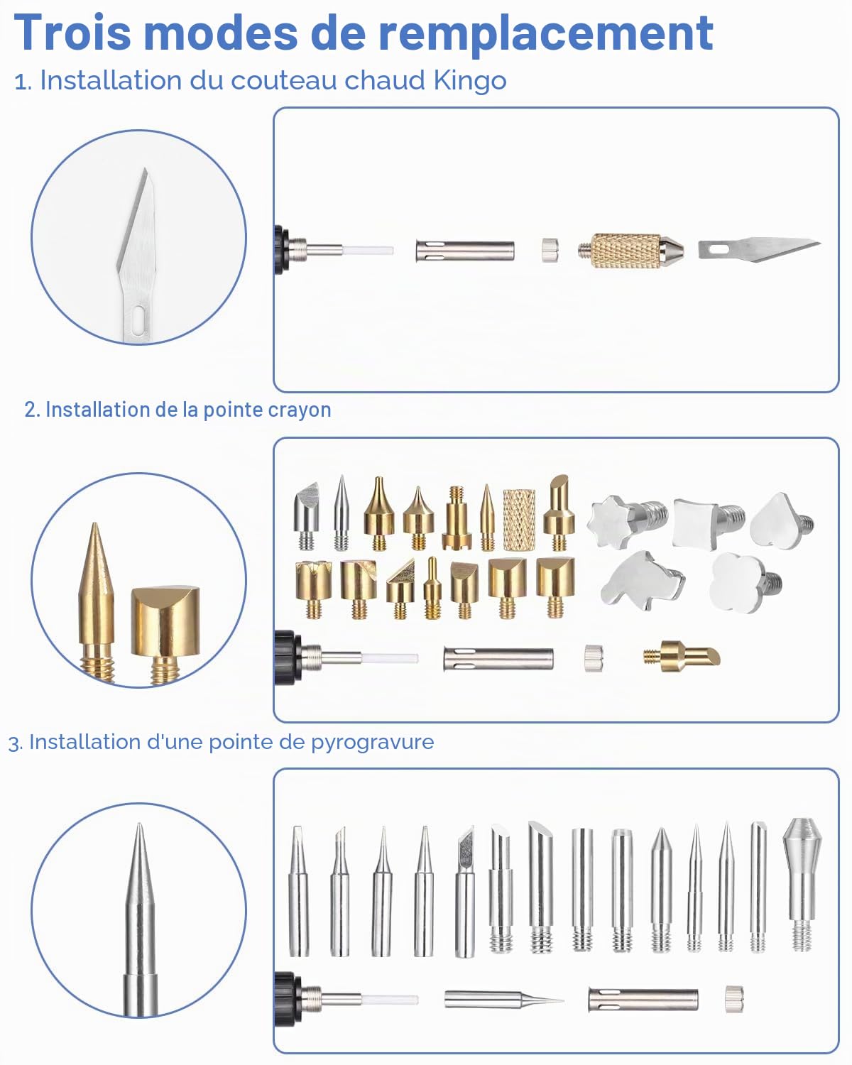 Kit de pyrogravure fer à souder,60W Fer à Souder Electrique Kit avec Écran LCD Temperature Réglable avec interrupteur ON/OFF,pour Pyrogravure,Soudage,Bricolage,Artisanat Sur Bois,Cuir etc.