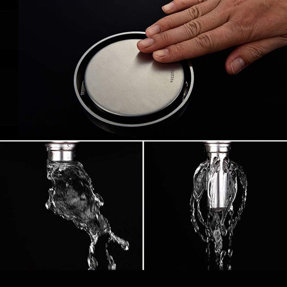Desagüe de Ducha Invisible con Inserto de baldosas, desagüe Redondo con Cubierta extraíble, desagüe de baño de Acero Inoxidable 304 con Filtro para Cocina, baño, Garaje y sótano.