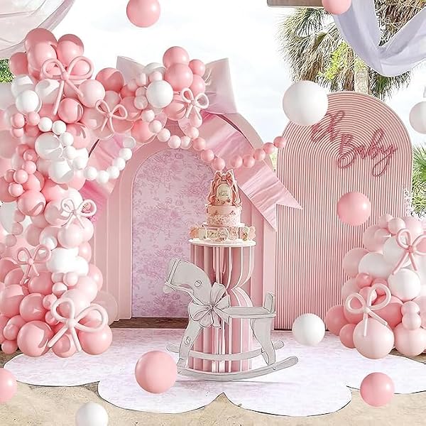 ittsmnt Arch Backdrop Cover Pink Floral Bows Birthday Party 2-Sided Arch Stand Spandex Fabric Covers Girls Baby Shower Fiesta Parties Decorations (2.6x6ft Cover,G4029) by ittsmnt - Image 5