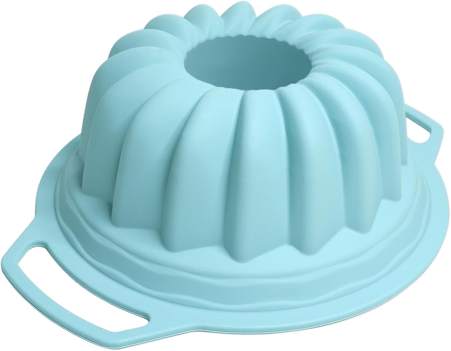 Molde de silicona de gran tamaño con asa, molde de silicona para hornear estriado, molde de silicona para hornear fácil de limpiar, ideal para