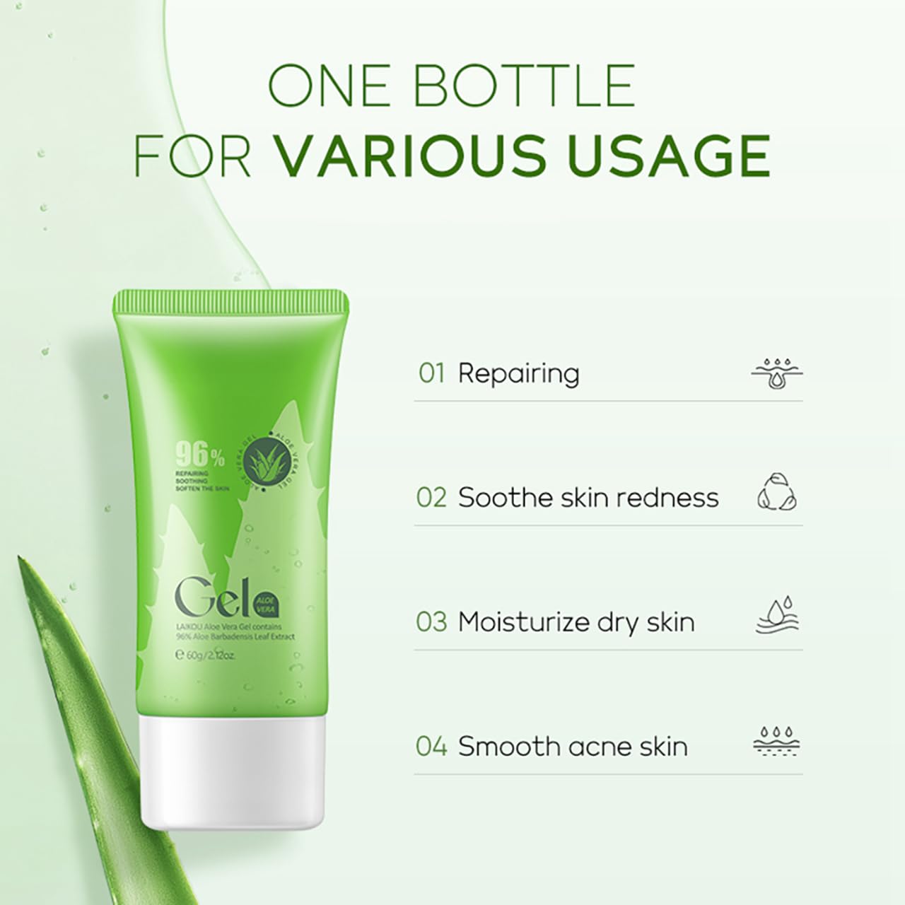 Aloe vera Gel for Skin Care 99% Pure Aloe vera gel With Vitamin E, gel for Skin Care Itchy & Damaged Skin - Image 3