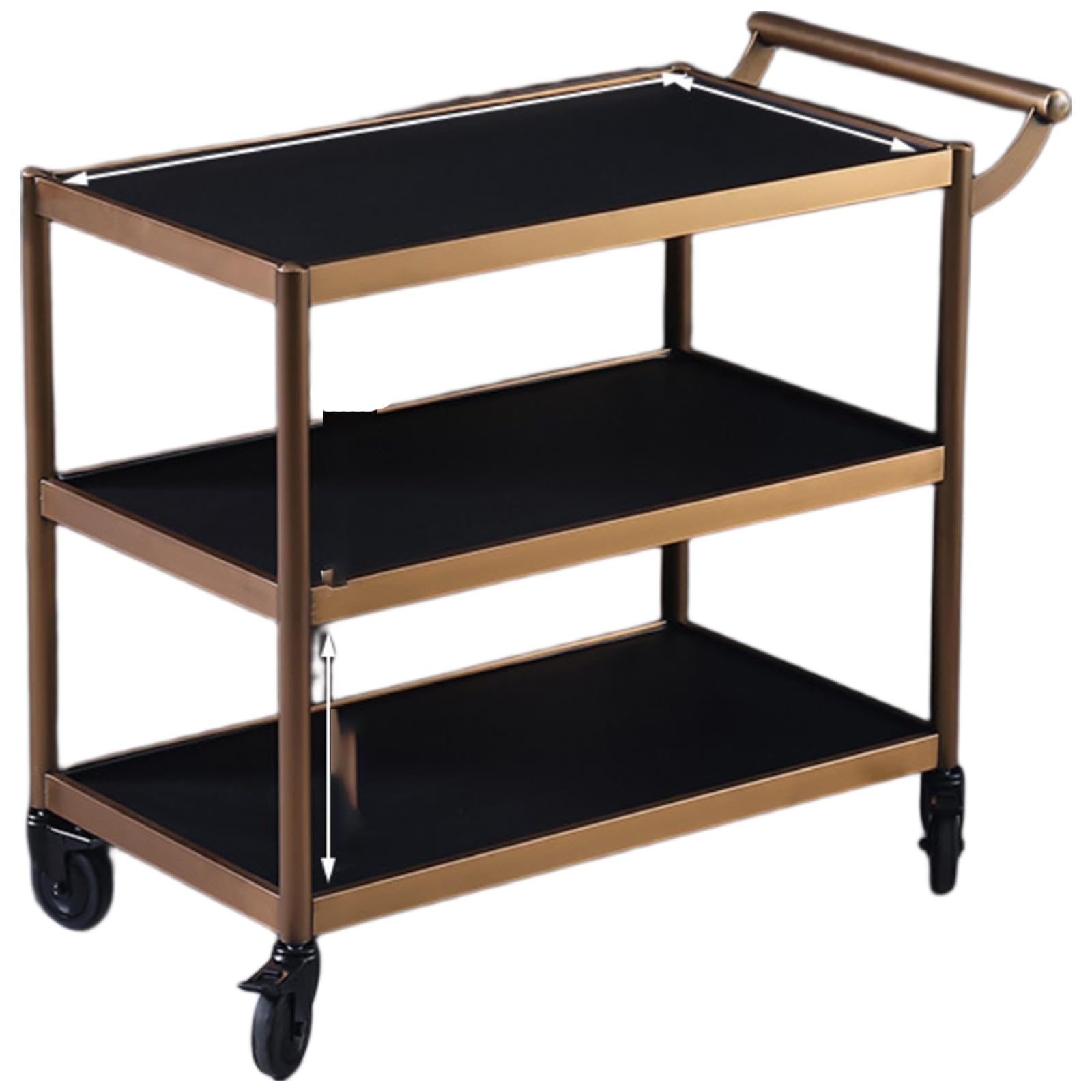 Kiboncy B Rolling Ar Cart, 3 Layer Solid Wood Shelves Lockable Silent Casters Commercial Food Wine Serving Trolley For Hotel Restaurant(B)