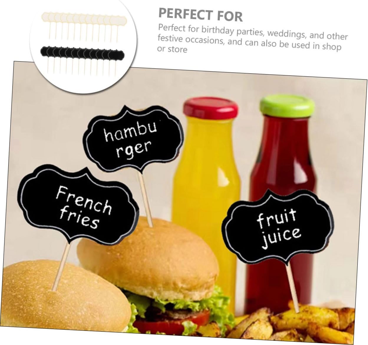48pcs Chalkboard Food Label Picks for Cheese Meat Price Marking