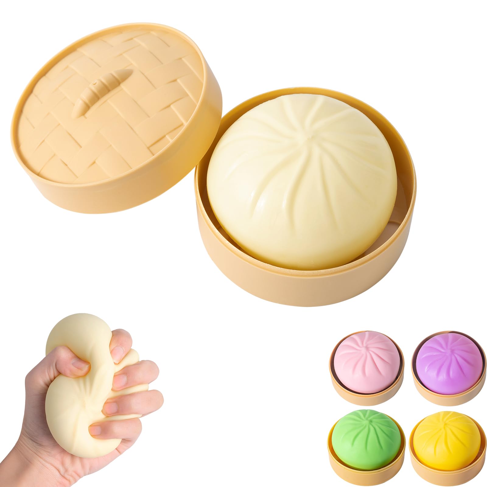 Dumpling Squishy, Mystery Squishy Dumpling Box, Fidget Toys Adults & Teens, Easter Basket Stuffers, Stocking Stuffers, Sensory Stress Ball Squeeze Toys for Stress Relief (Deep Purple) — view 9