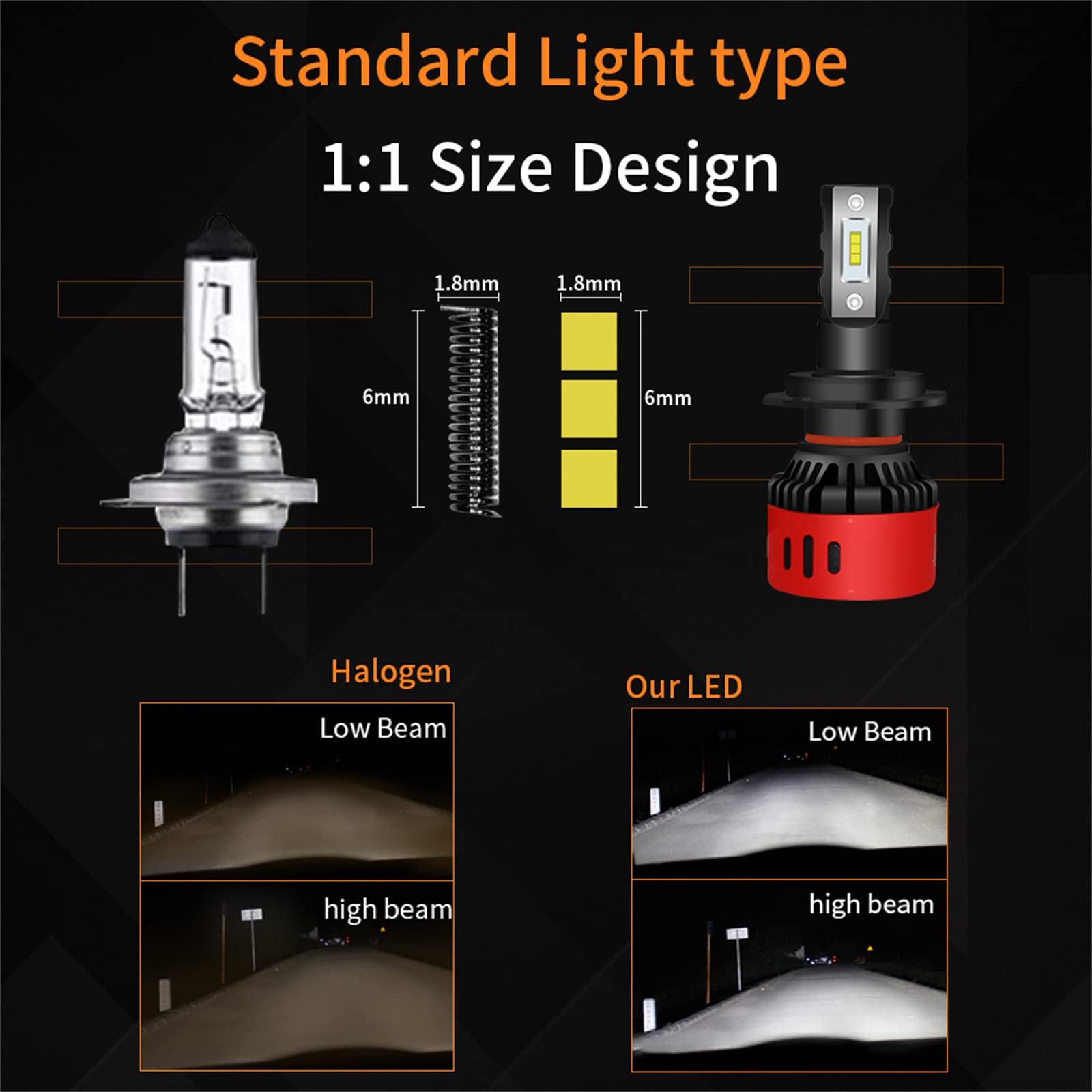 Faros Delanteros LED Para Automóvil Faros Delanteros LED 20000LM CSP Luz Antiniebla LED Automática 6000K Iluminación LED, IP68 A Prueba De Agua, Paquete De 2,H4