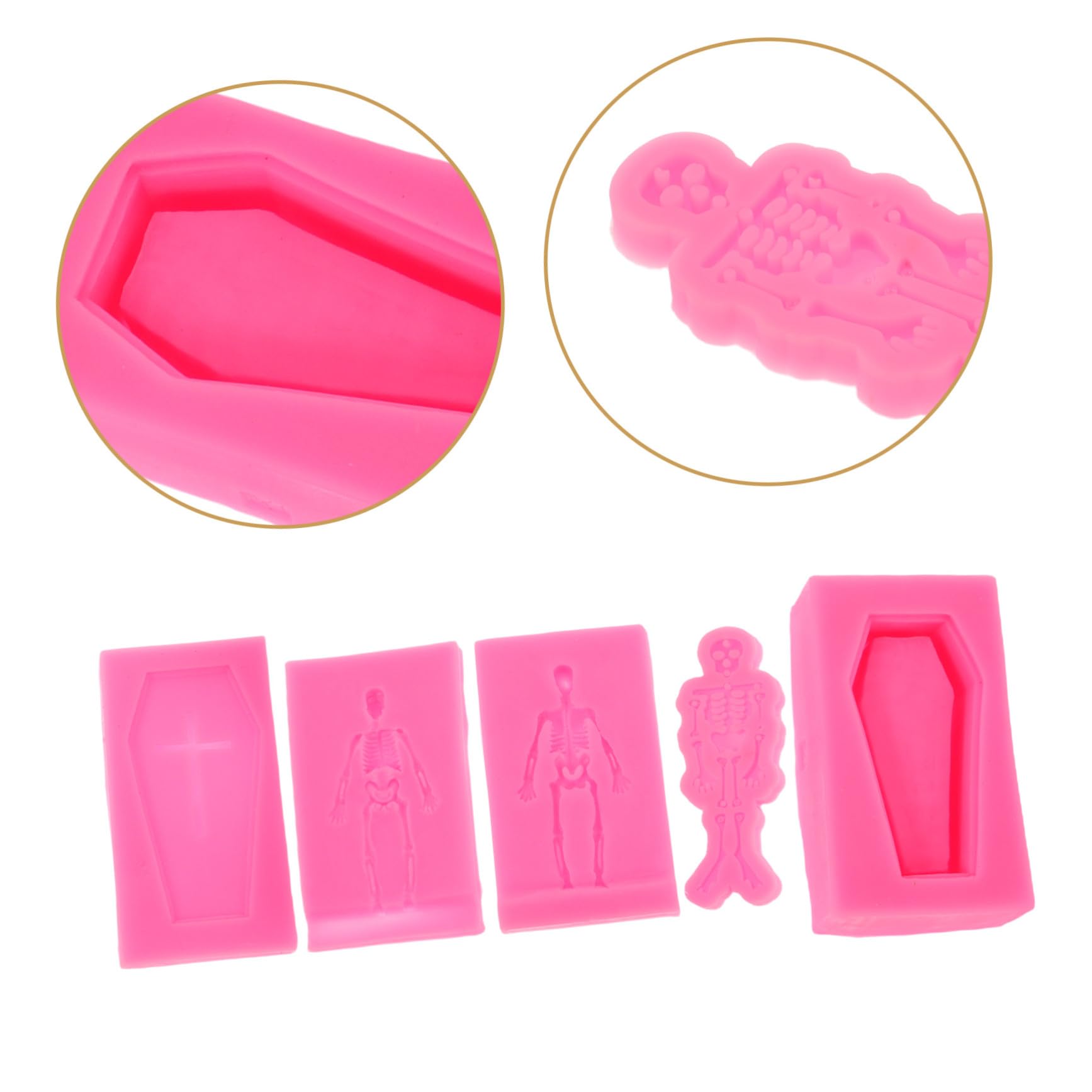 Angoily 3pezzi Stampo in Silicone Per Ossa Per Colata Di Resina Stampo Per Portachiavi Fai Da Te Per Halloween Per Polimerica Per Resina Epossidica