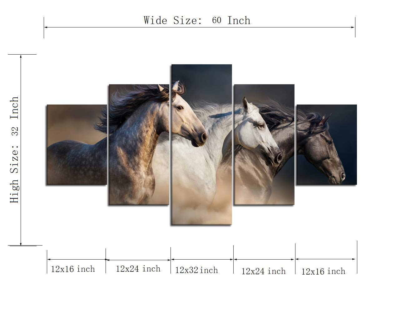 Amazon.co.jp: 動物アートワーク用絵画5枚。 60''Wx32''H : Home