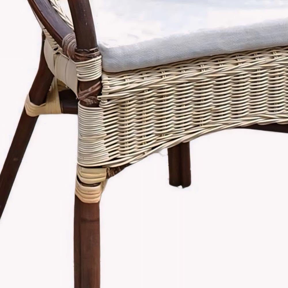 Poltrona in vimini mandolino marrone giunco naturale bambù con cuscino