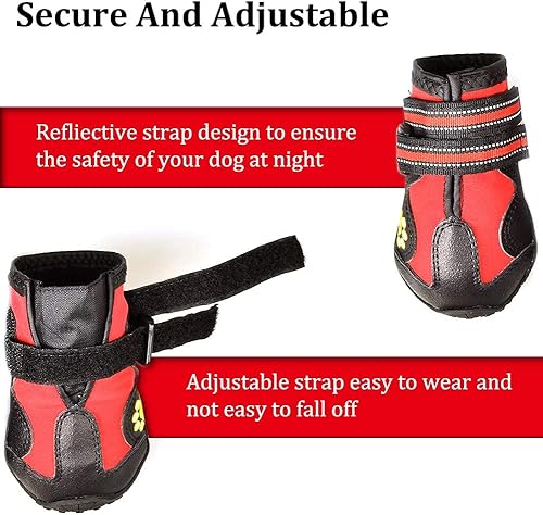 Miniatura 3 de CovertSafe& - Botas para perros antideslizantes, botines impermeables para exteriores, zapatos para perros medianos y grandes 4 unidades, con suela