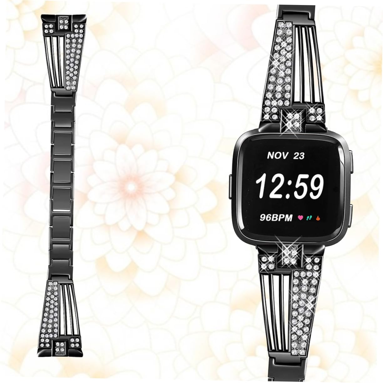 Housoutil Lot De 3 Bracelets De Montre De Rechange En Acier Inoxydable Ornés De Strass Compatibles Avec Les Bracelets Robustes Noirs