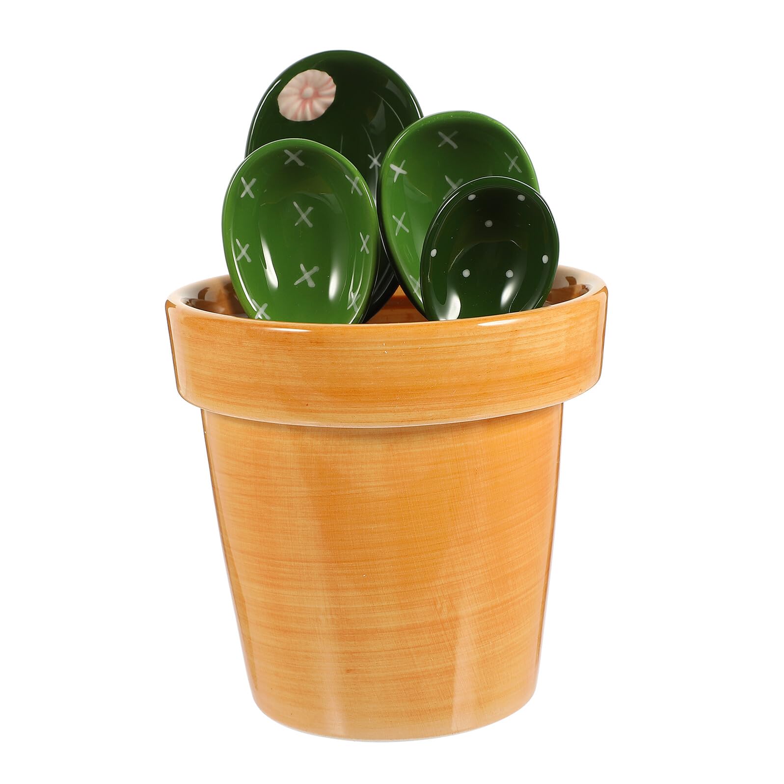 Juego de Cucharas Medidoras de Cerámica Cactus 1 Set Soporte