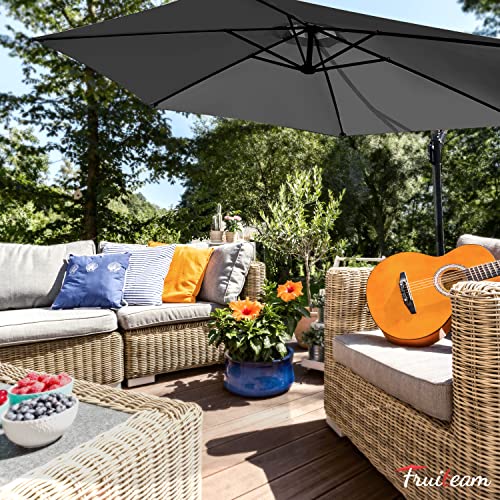 Image of FRUITEAM 10FT Patio Offset Umbrellas Cantilever Umbrella, Large Hanging Market Umbrella Large with Crank, Waterproof UV Protection Outdoor Umbrella with Ventilation for Backyard /Garden